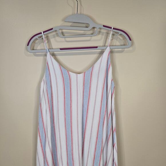 Women's Soprano White Striped Spaghetti Strap Shark Bite Dress | Size Small - Picture 3 of 9